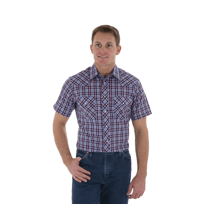 Men's Wrangler® Fashion Snap Short Sleeve Western Snap Plaid Shirt