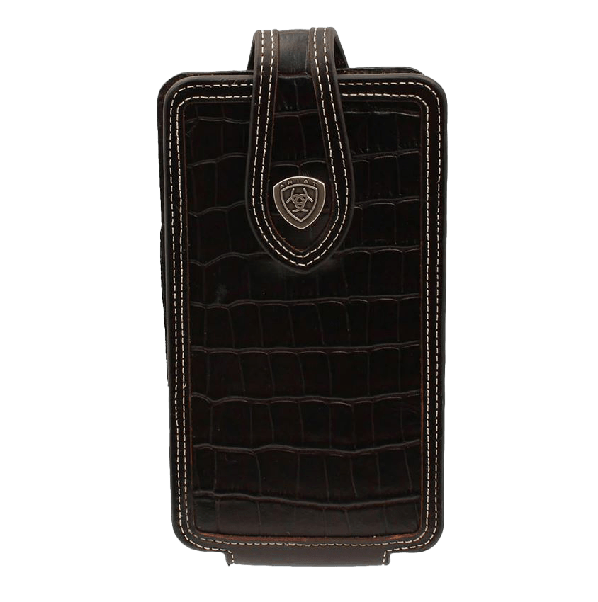 Ariat Black Croc Print Chocolate Trim Large Phone Case