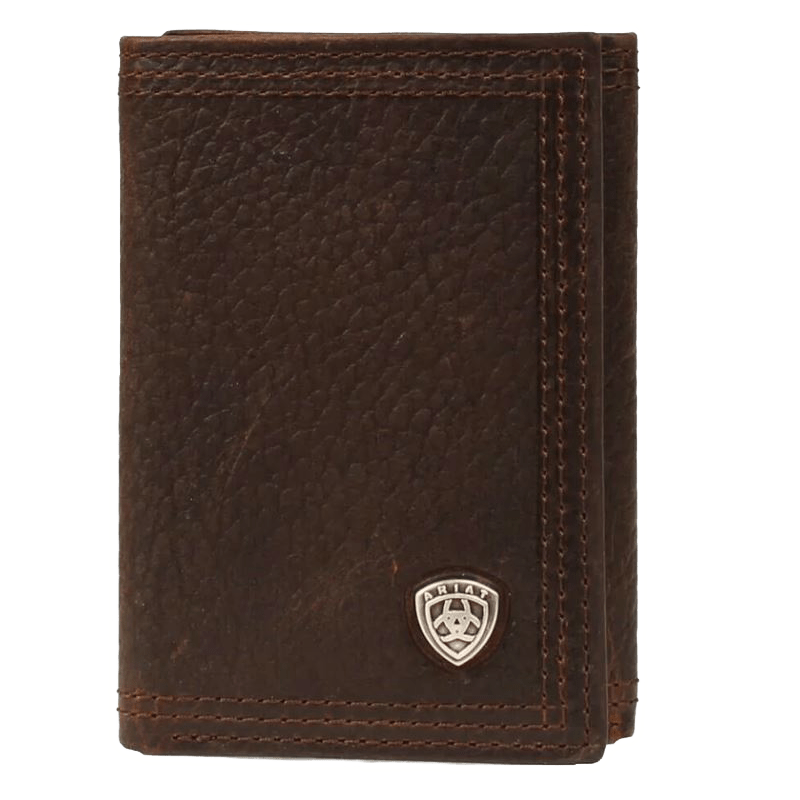 Ariat Performance Work Dark Brown with Small Shield Tri-Fold Wallet