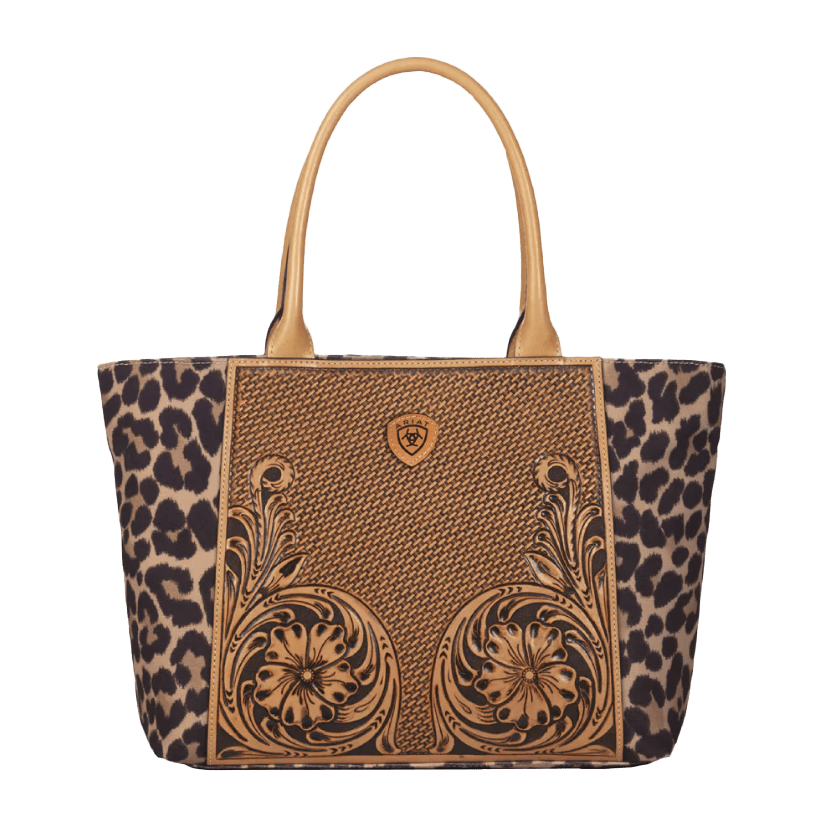 Ariat Leopard Tooled Tote Purse Stylish Western Bag