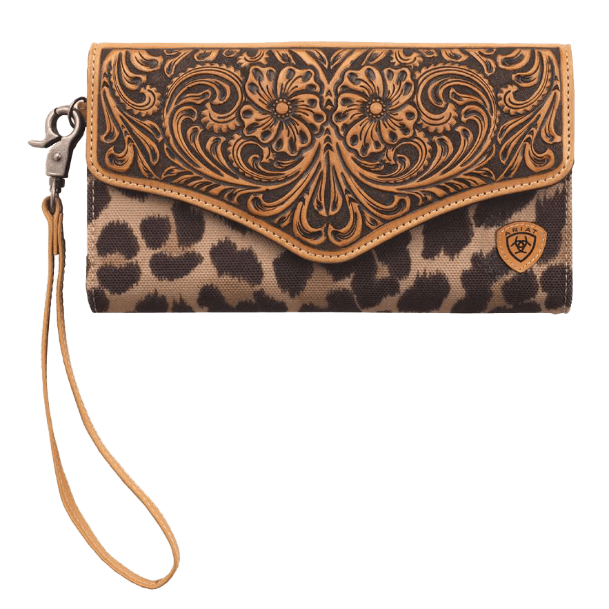 Ariat Women's Tooled Leopard Tan Clutch