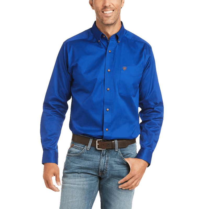 Ariat Men's Blue Solid Twill Fitted Shirt