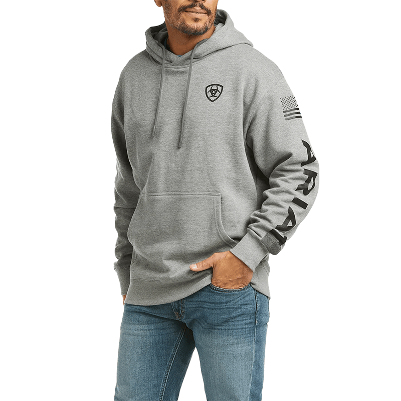 Ariat Men s Imprint Heather Grey and Black Hoodie
