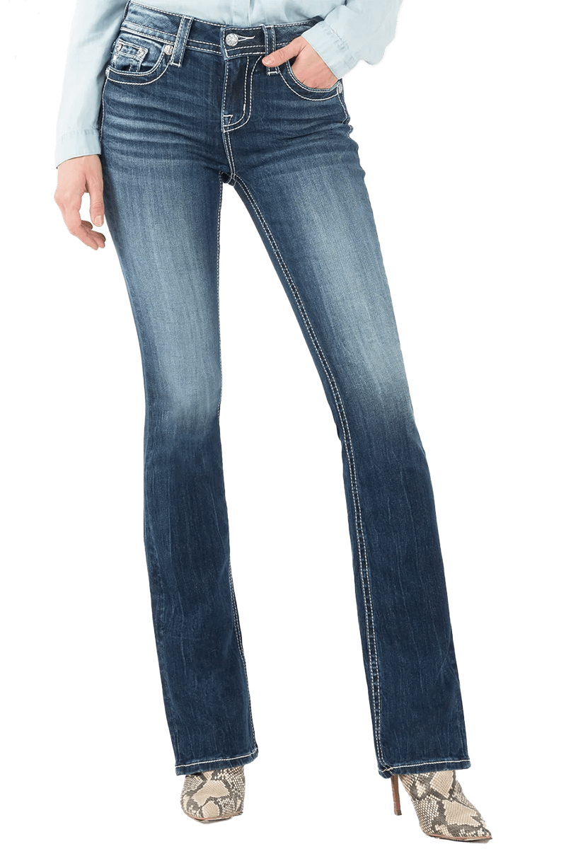 Miss Me Women's Mid-Rise Easy Boots Stretch Denim Jeans