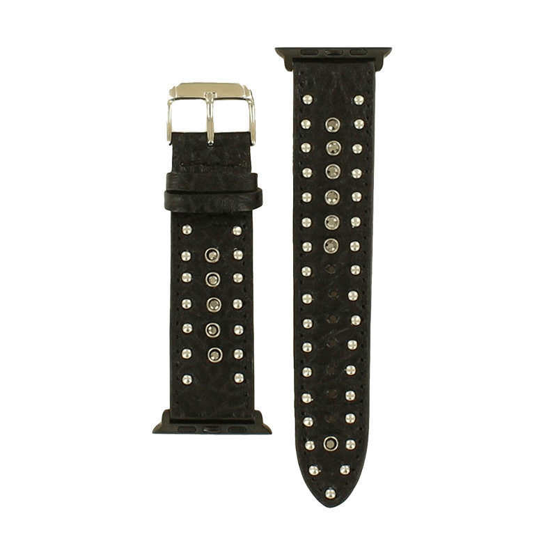 Nocona Unisex Adult Studs Stones Buckle Black Watch Band