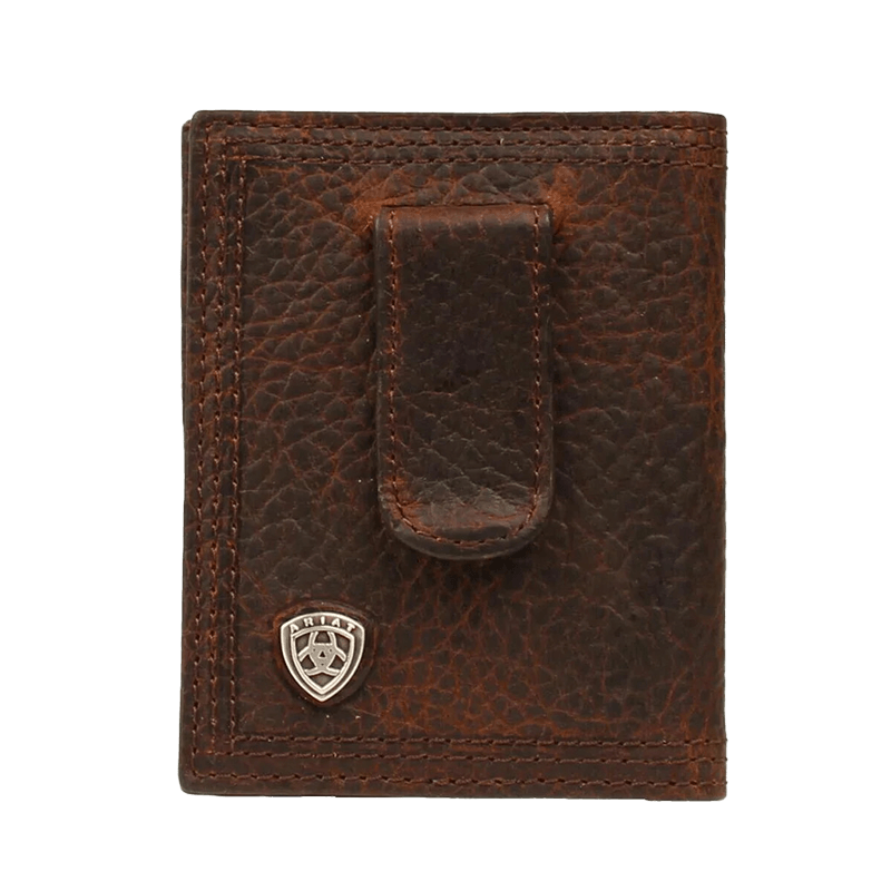 Ariat Performance Work Dark Brown Front Pocket Money Clip Bi-Fold Wallet