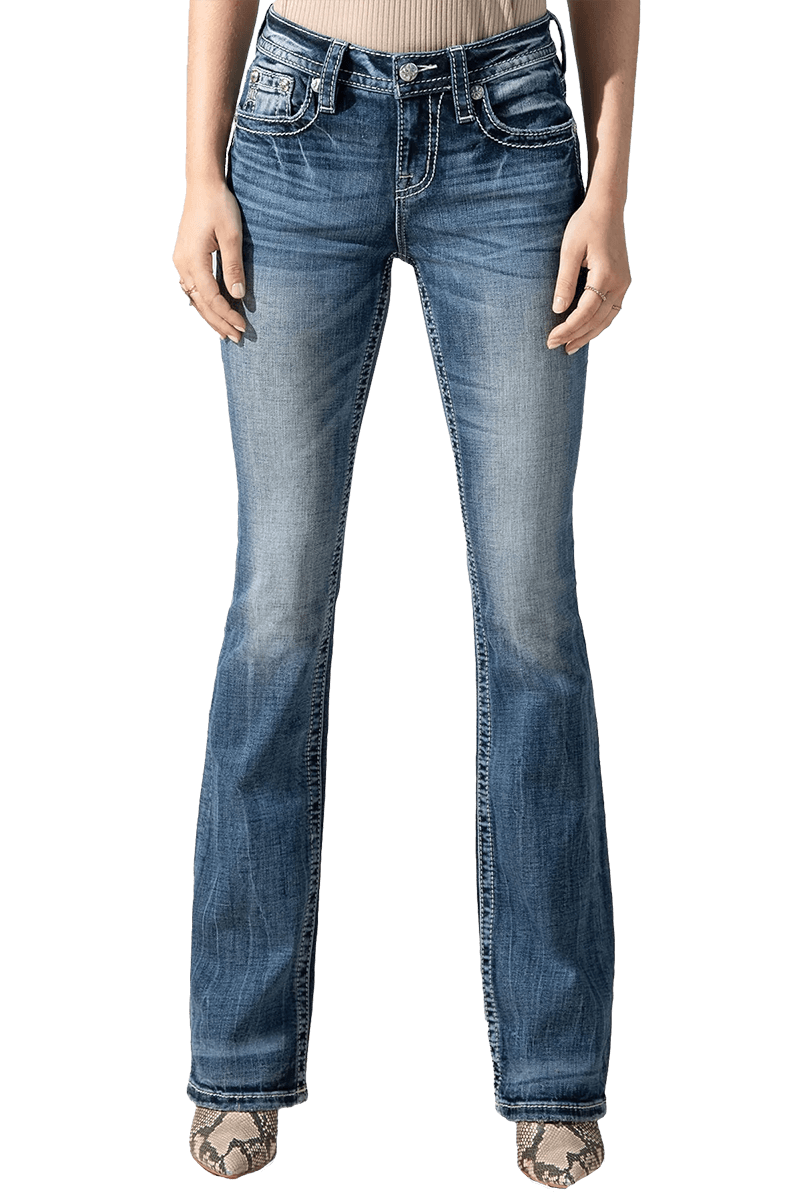 Miss Me Womens Sky Aztec Bootcut Jeans Stylish Embroidered Denim