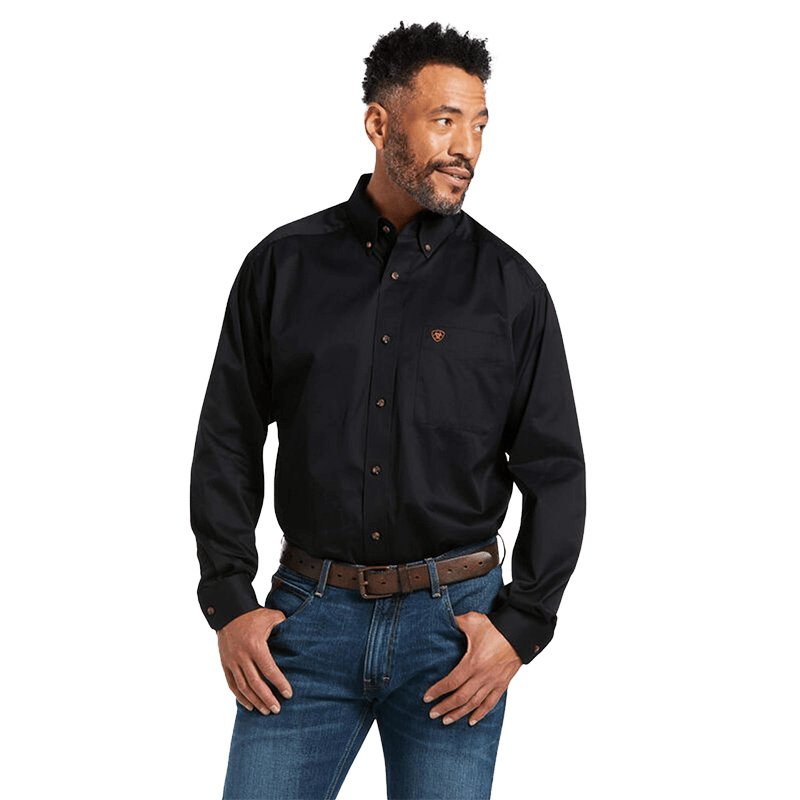 Ariat Men's Solid Twill Shirt - S - Black Ariat Men's Solid Twill Shirt - S - Black