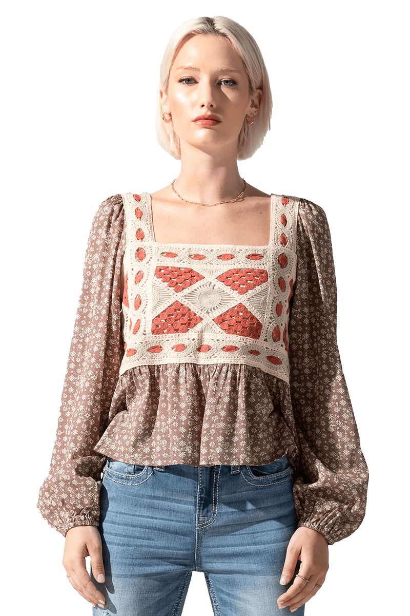 Miss Me Ditzy Floral Crochet Top