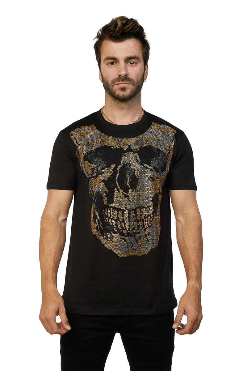 Platini Black Cotton Rhinestone T-Shirt