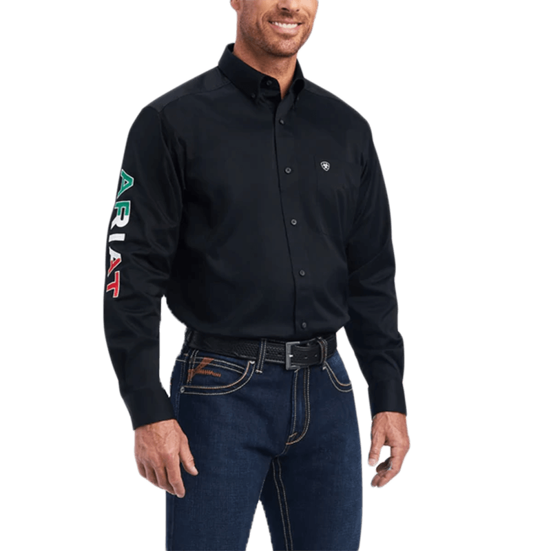 ariat black dress shirt Ariat Men's Team Logo Twill Fitted Shirt