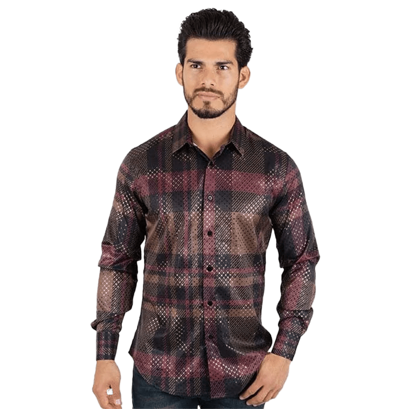 Platini Men's Fashion Long Sleeve Multicolor Shirt