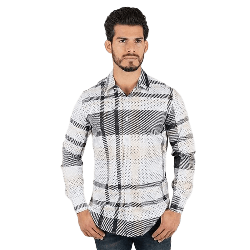 Platini Satin White Digital Print Dress Shirt