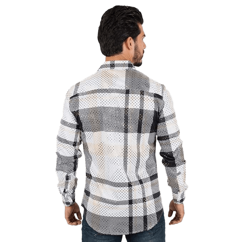 Platini Satin White Digital Print Dress Shirt