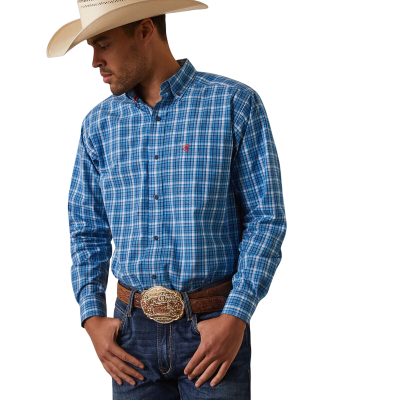 Ariat Men's Stretch Long Sleeve Western Blue Shirt