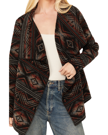 Sidran Women's Southwestern print Blanket Wrap Jacket