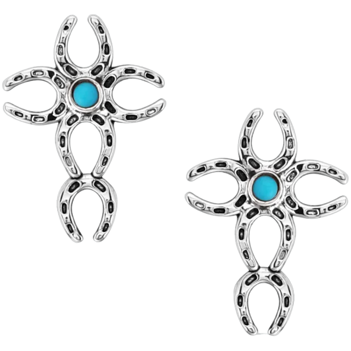 Montana Women's Faith Never Fails Horseshoe Cross Earrings