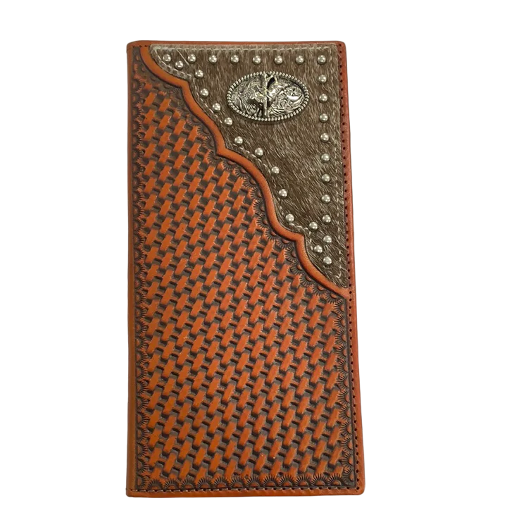 Top Notch Men's Brown Basket-Weave Rodeo Wallet