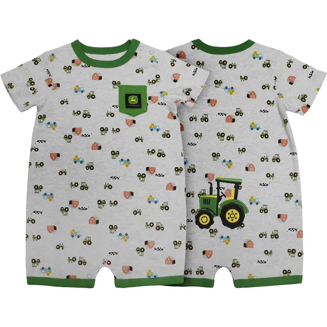 John Deere Kid's Tractor Grey Romper