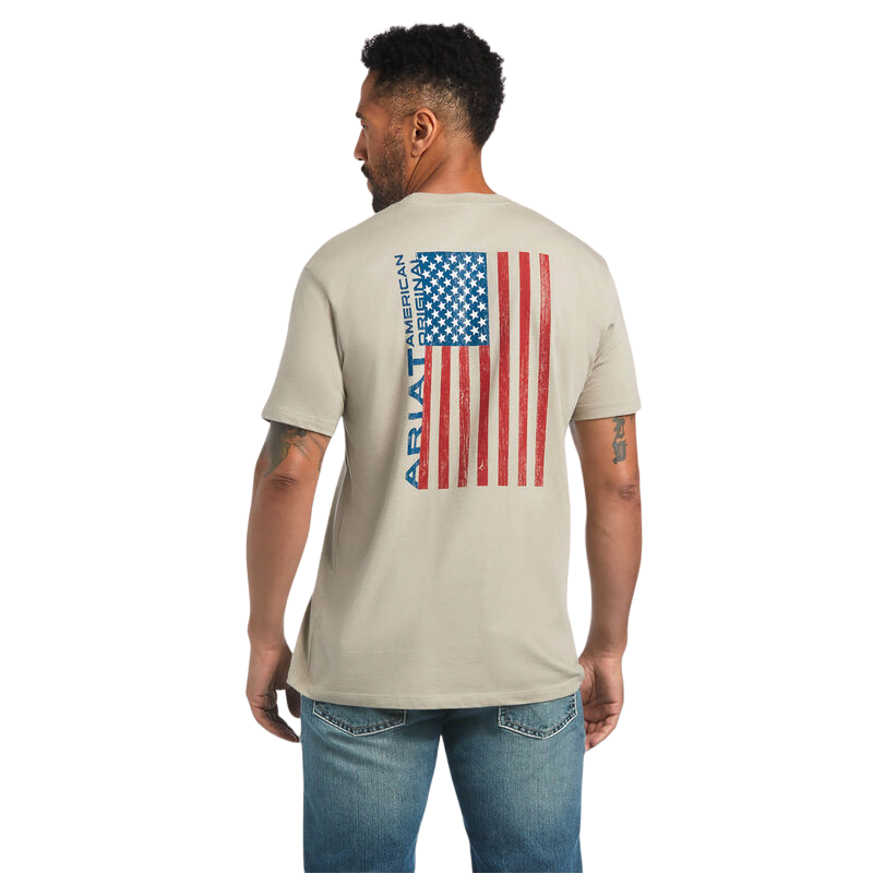 Ariat Men's Khaki Woodgrain Flag T-Shirt