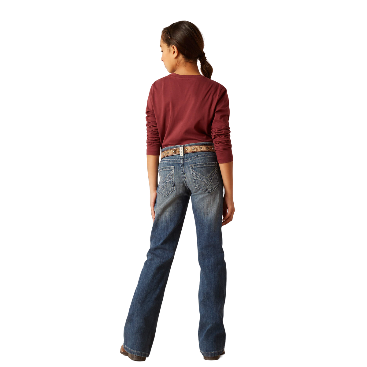 Ariat Youth Girl's Real Clover Boot Cut Blue Jeans
