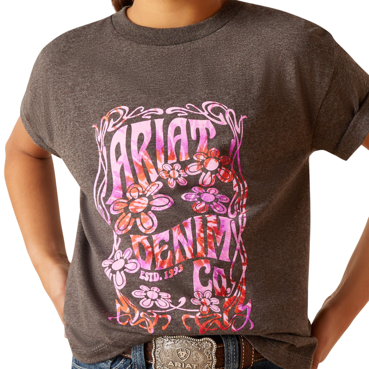 Ariat Youth Girl's Heather Presents Charcoal Tee Shirt