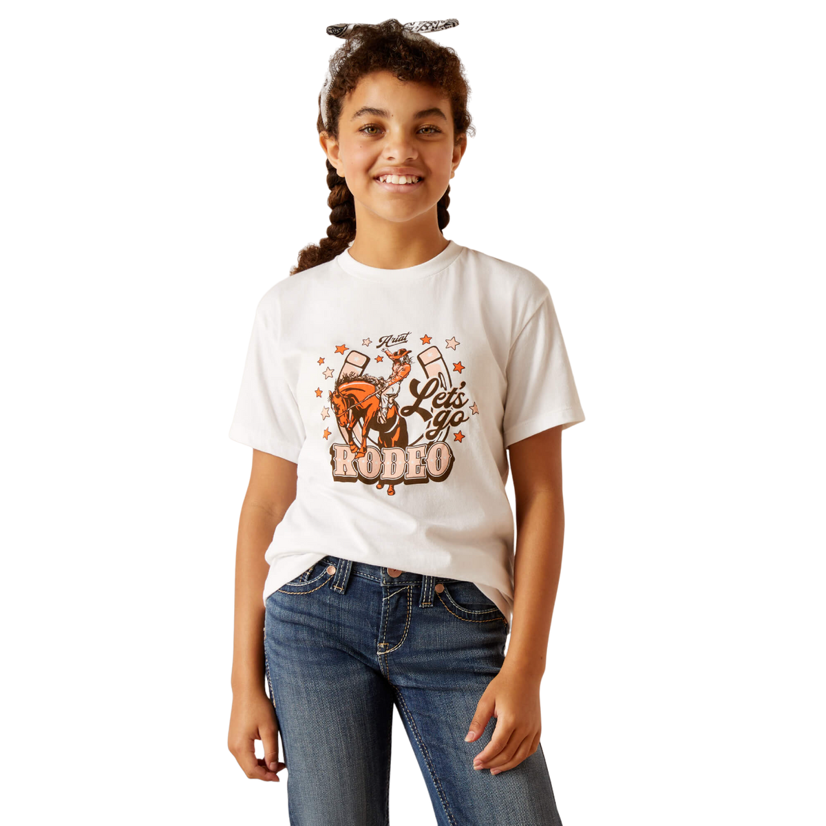 Ariat Youth Girl's Let's Rodeo White Tee Shirt