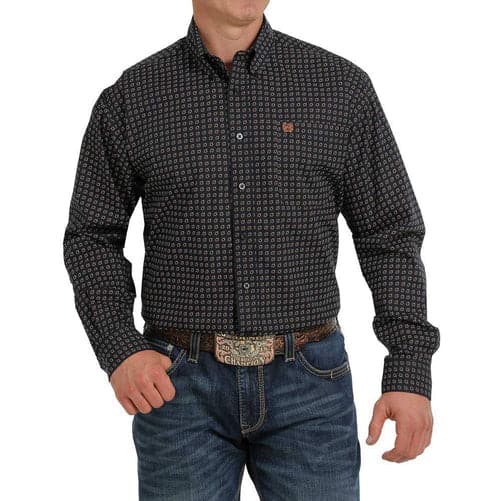 Cinch Men's Black Long Sleeve Print Shirt