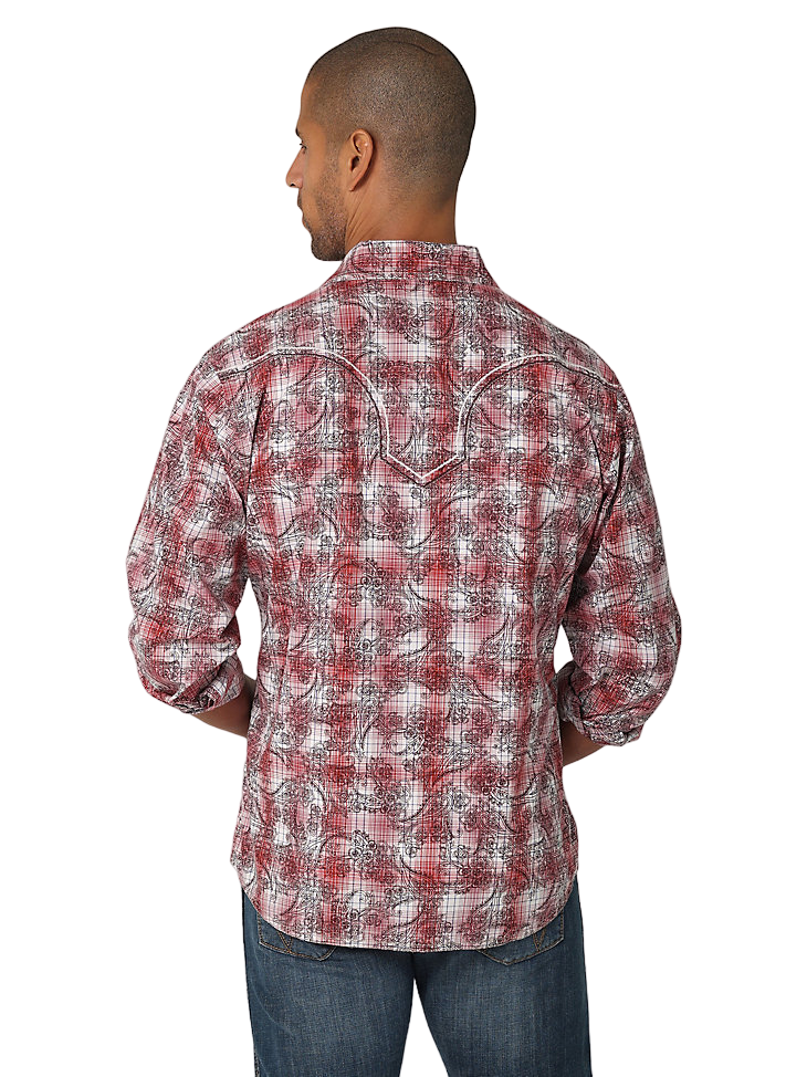 Wrangler Men's Long Sleeve Western Overprint Shirt - Big