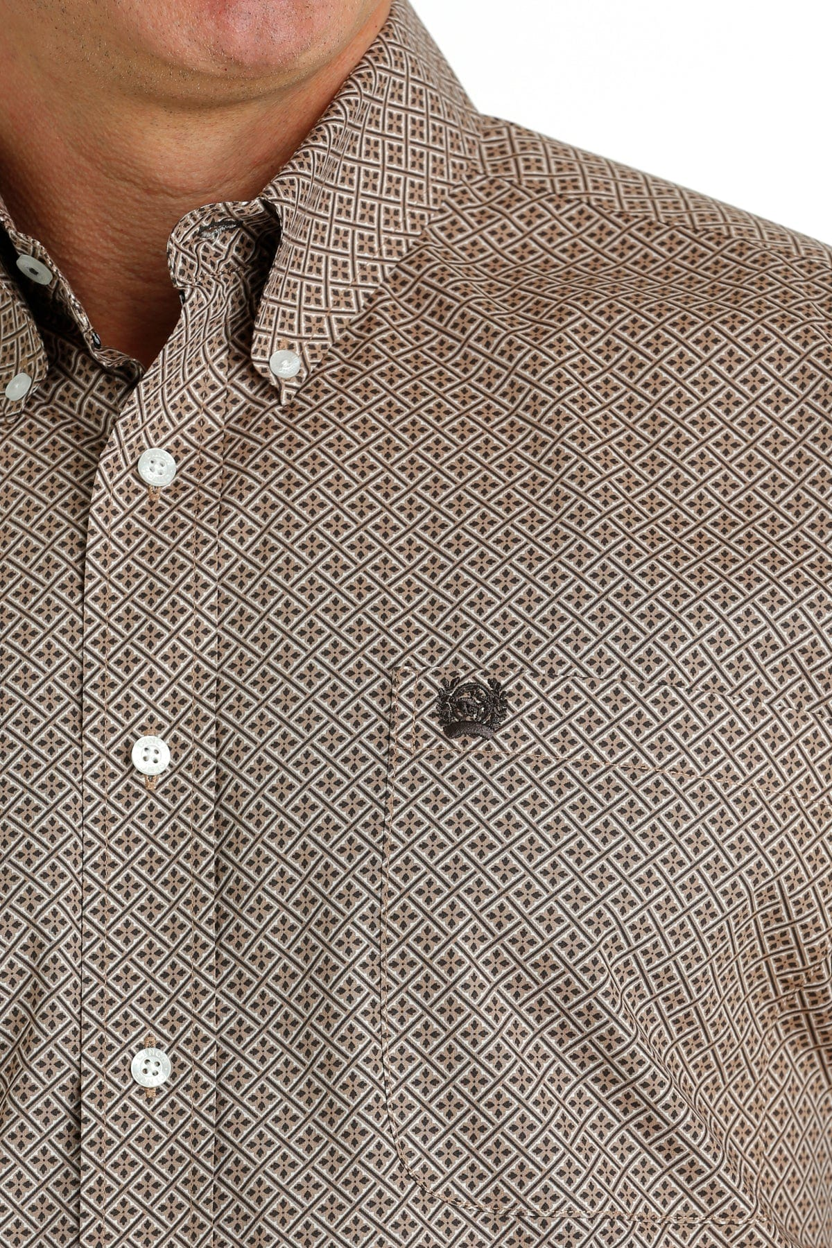 Cinch Men's Khaki Geometric Print Long Sleeve Button Down Western Shirt