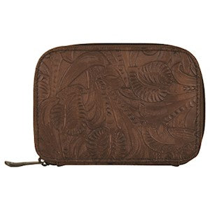 Justin Women's Brown Tooled Pouch Jewelry Case