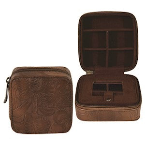 Justin Women's Brown Tooled Jewelry Case