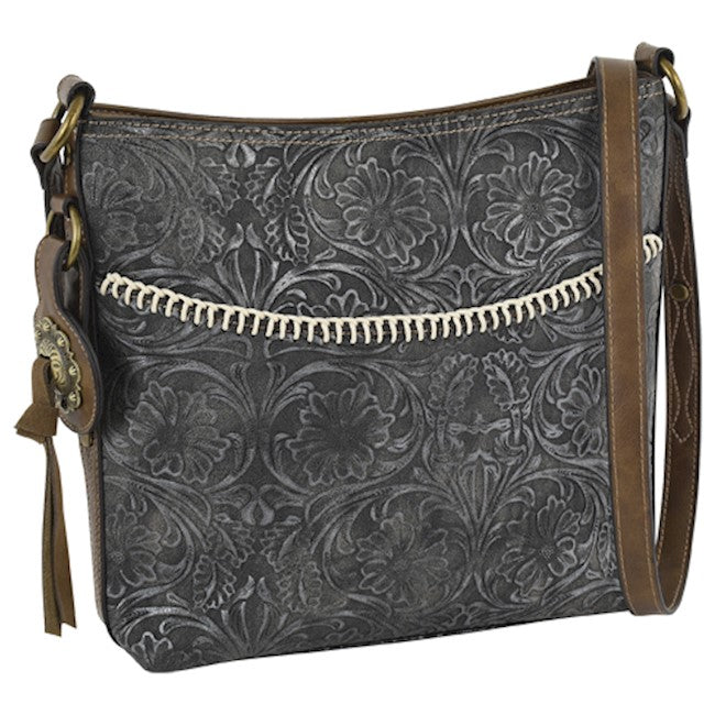 Justin Women's Black Crossbody Soft Floral Bag