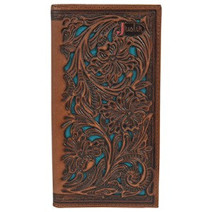 Trenditions Justin Men's Rodeo Wallet: Genuine Leather with Turquoise ...