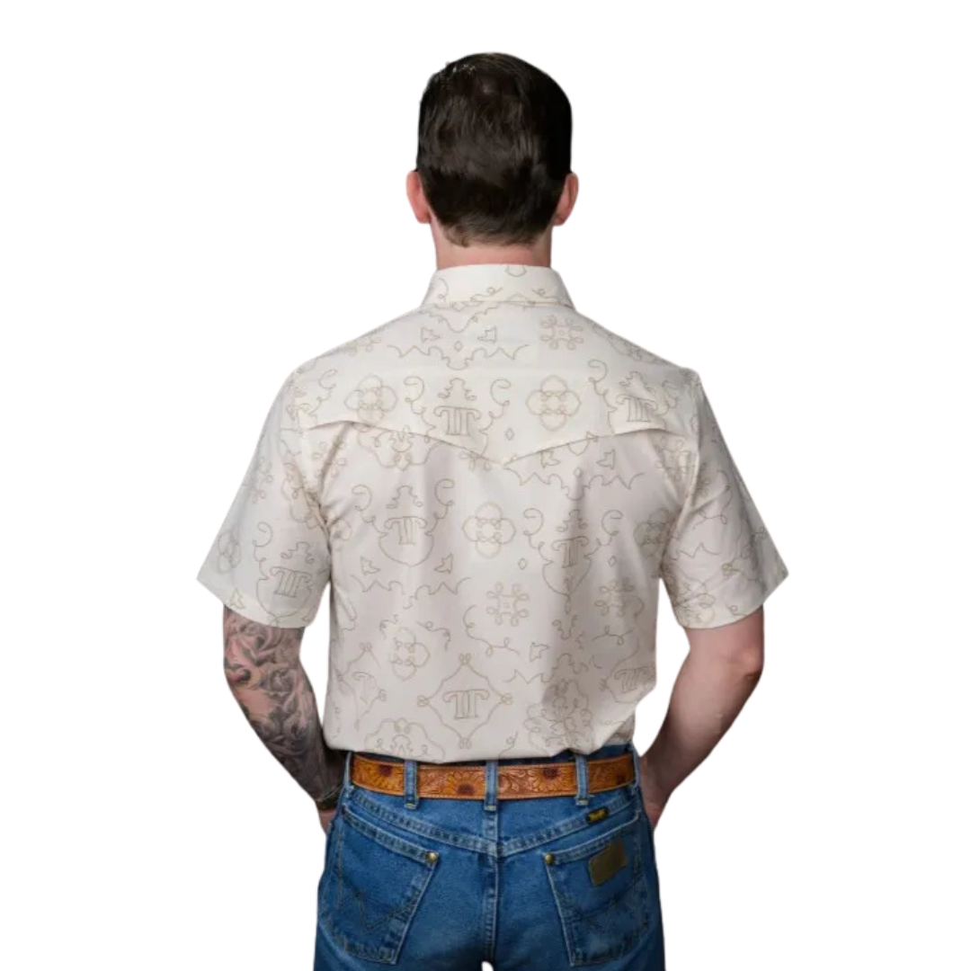 Ferrell Men's The Carson Short Sleeve Snap Beige Shirt