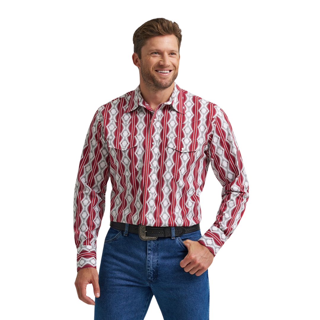 Wrangler Men's Checotah Multi Print Red Shirt
