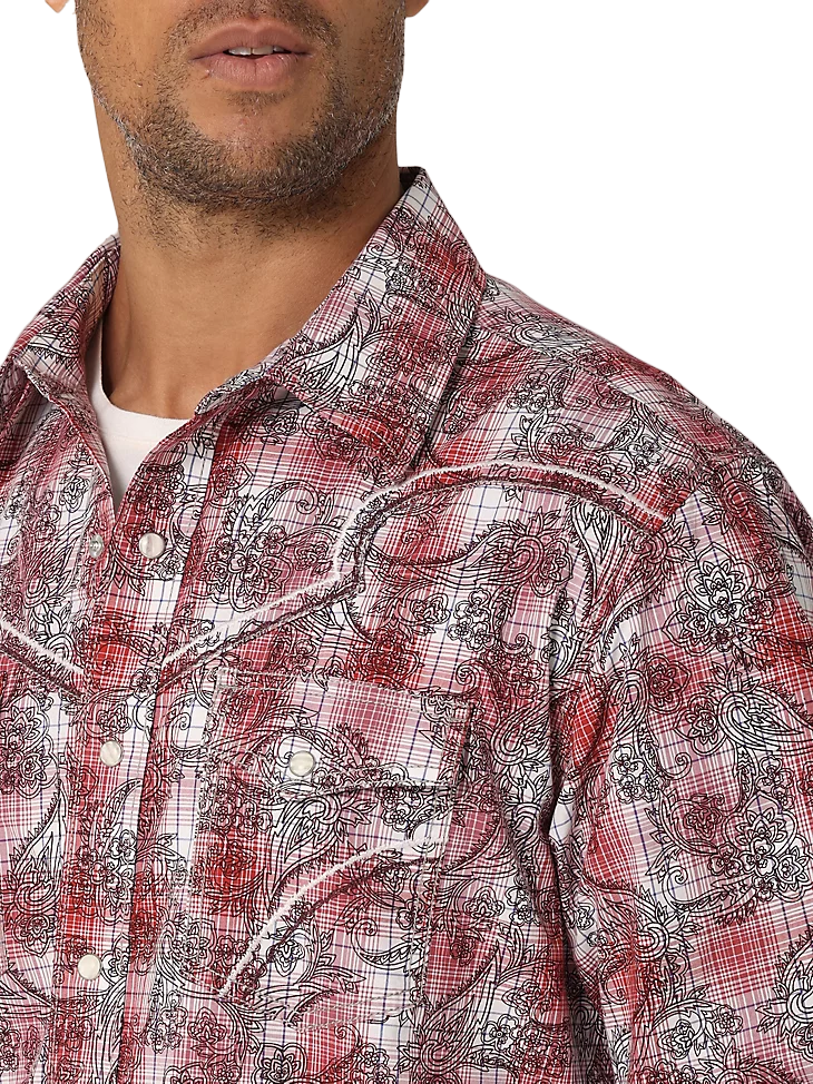 Wrangler Men's Long Sleeve Western Overprint Shirt - Big