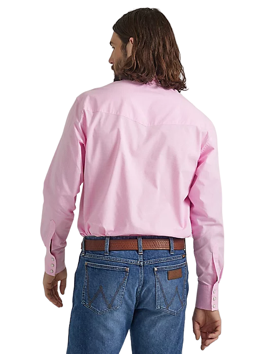 Wrangler Men's Bucking Cancer Snap Fuschia Pink Shirt