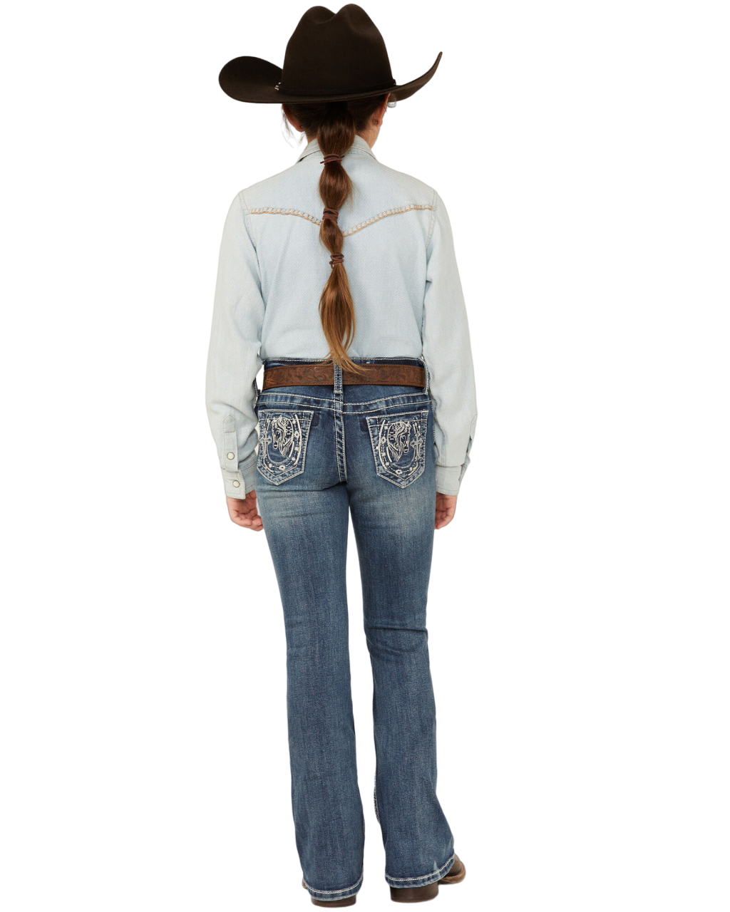 Grace Kid's In LA Girl's Medium Wash Horseshoe Pocket Bootcut Jeans