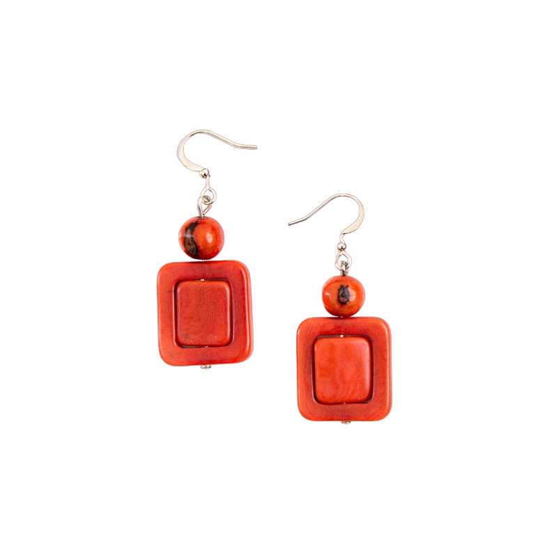 Tagua Women's Paulette Poppy Coral Earrings