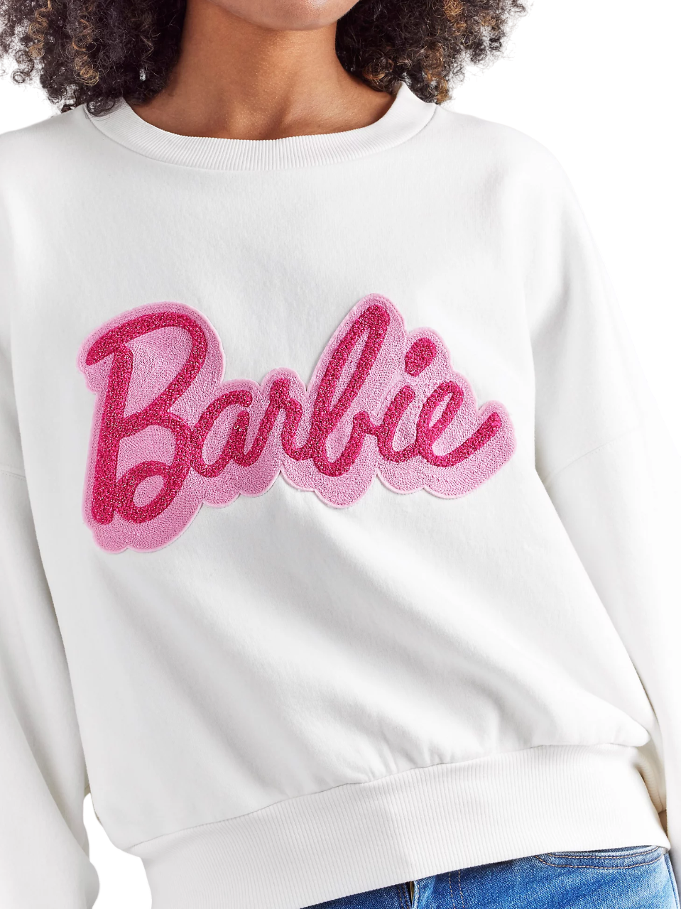 Wrangler Women's Barbie Relaxed Logo In Worn White Sweatshirt