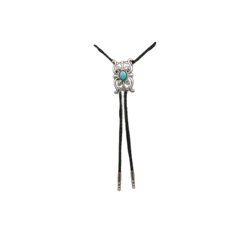 M&amp;F Western Silver Scroll Turquoise Stone Bolo Ties