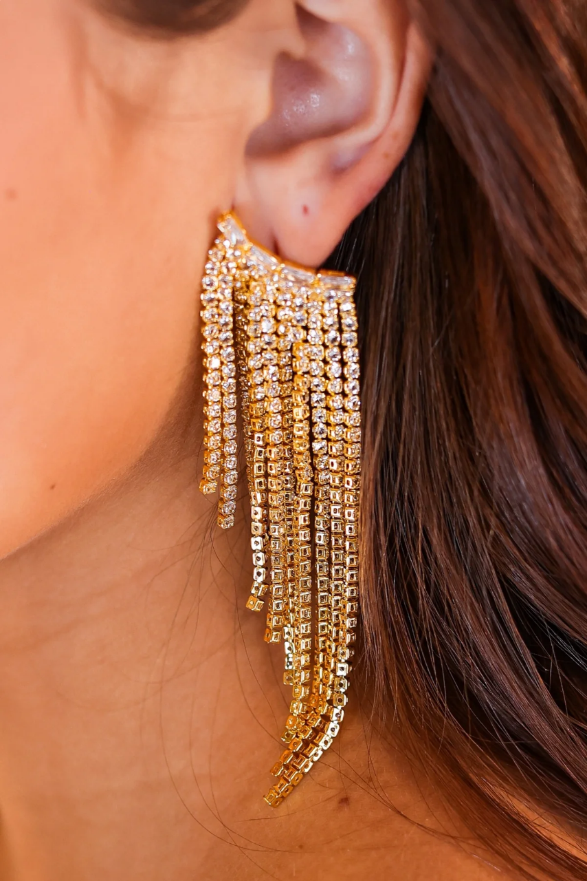 Southern Grace Women's Oh You're Fancy Gold Beaded Tassel Earrings
