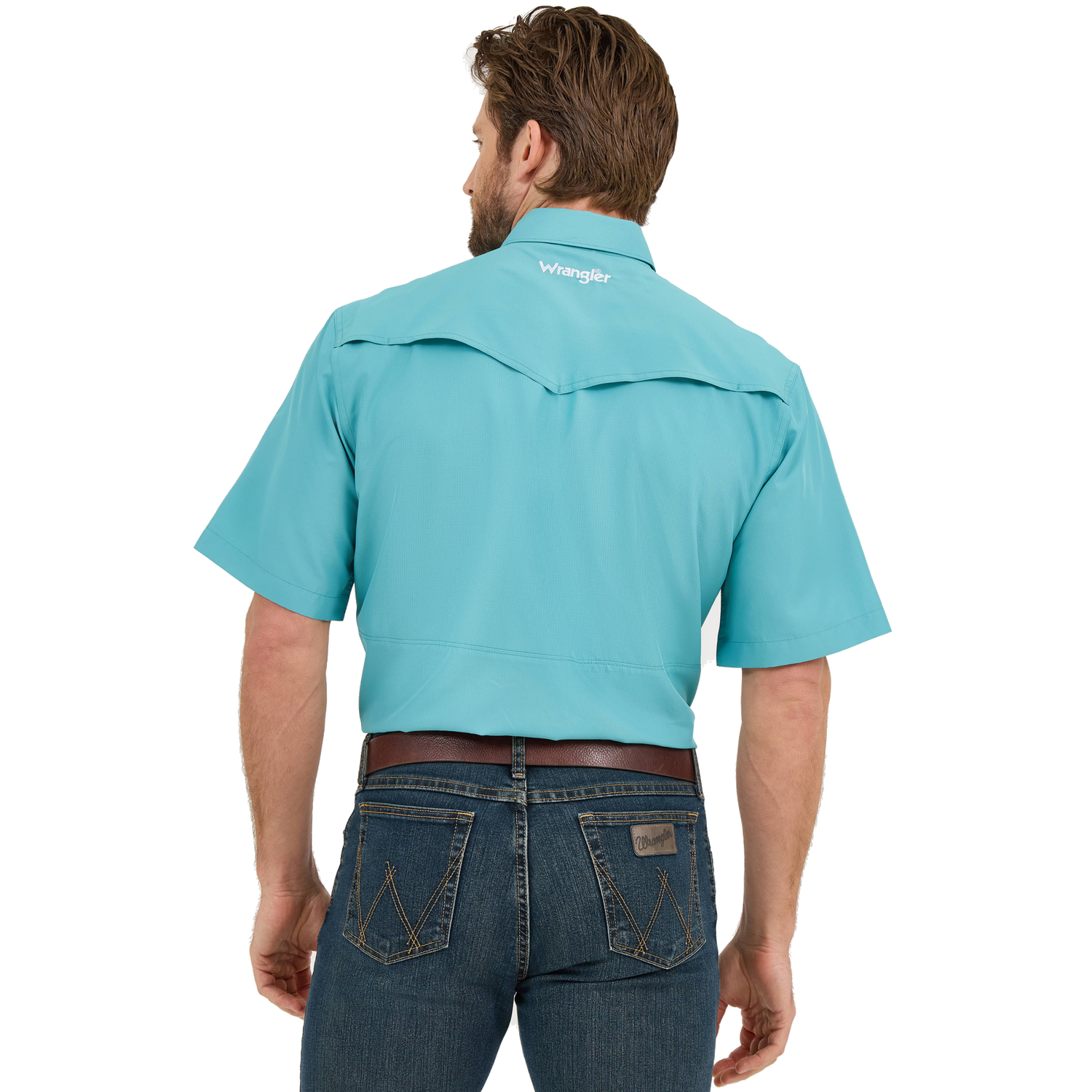 Wrangler Men's Performance Snap Short Sleeve Shirt - Muted Teal