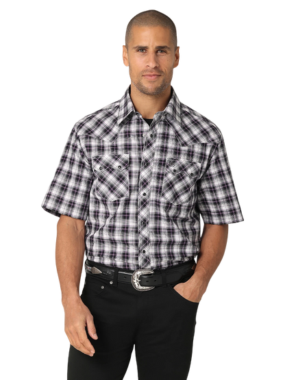 Wrangler Mens Short Sleeve Western Plaid Shirt