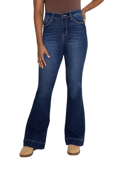 Judy Blue Women's Trouser Flare High Blue Jeans