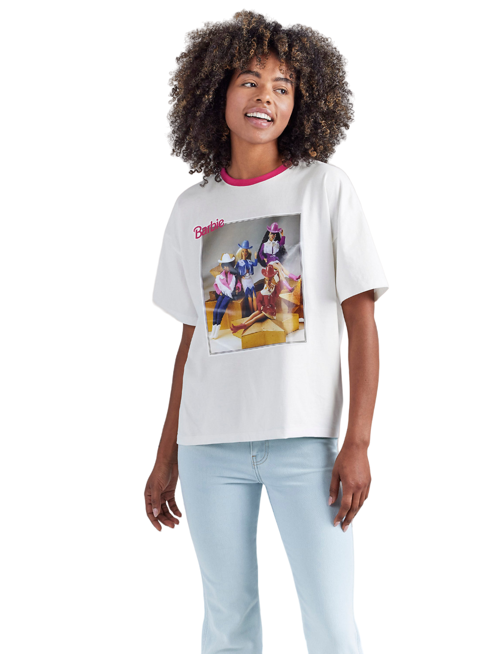 Wrangler Women's Barbie And Friends Girlfriend Ringer Tee In White Shirts