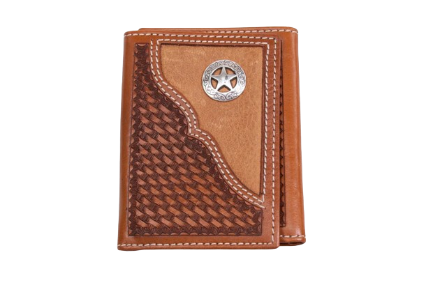 Cowboy Chrome Men's Trifold Brown Wallet