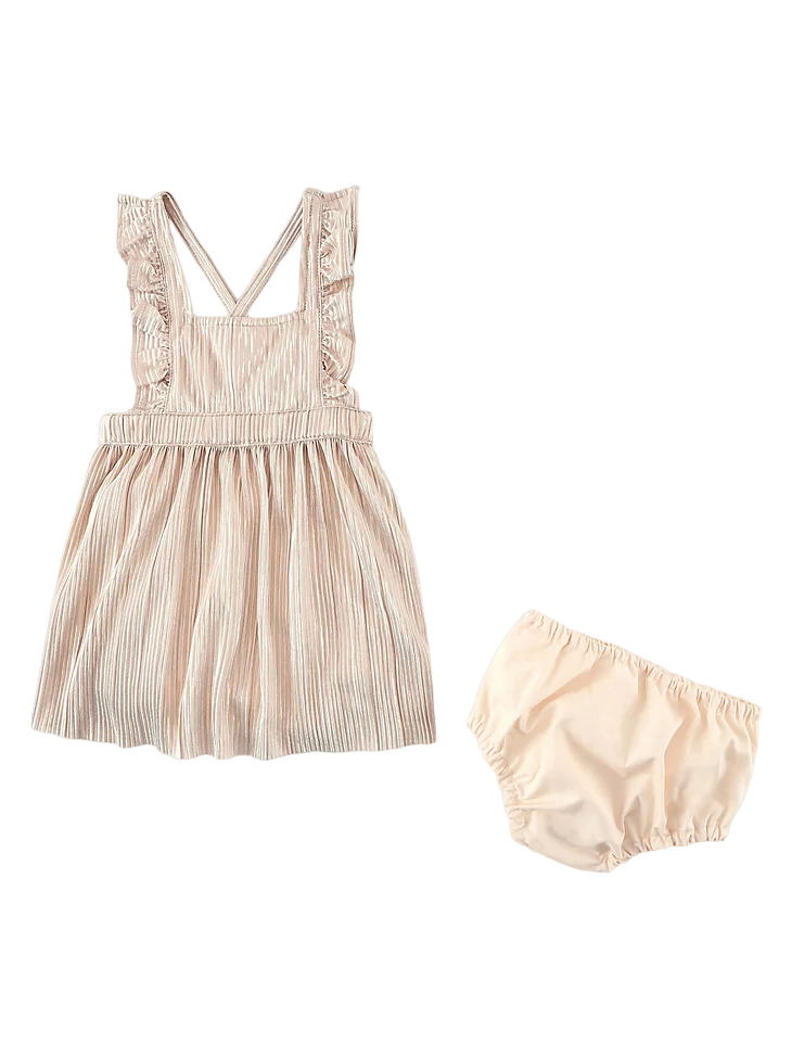Wrangler Infant Girl's Pleated Pinafore Rose Gold Dress