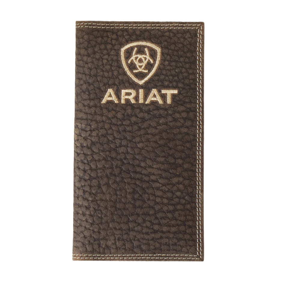 Ariat Men's Rodeo Bull Hide Brown Leather Wallet